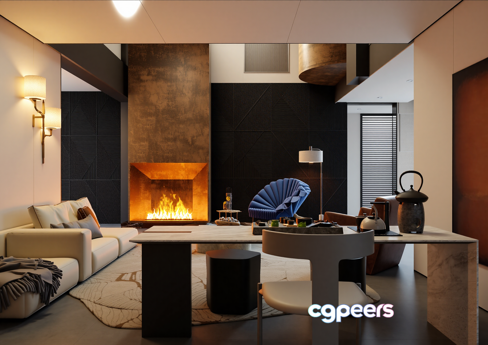 Modern Living Room 3D Model - 18096 - VRAY Render Modern Living Room 3D Model - 18096 - VRAY Render