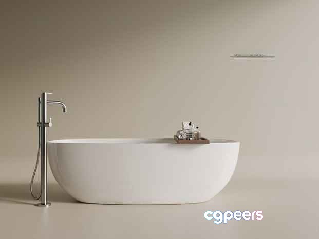 Modern White Bathtub 3D Model - 2138 - VRAY Render