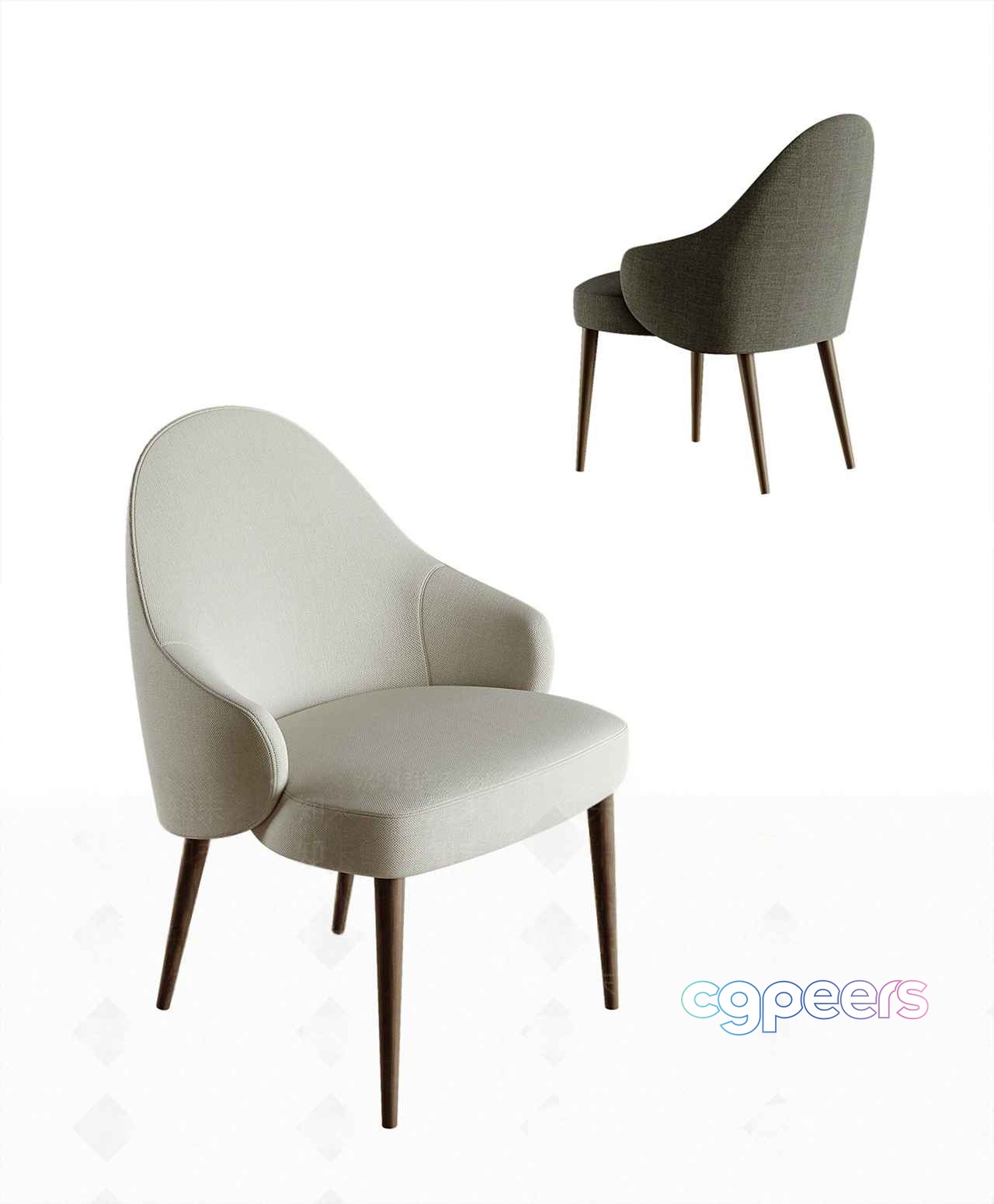 Gray Upholstered Chair 3D Model - 3839 - VRAY Render