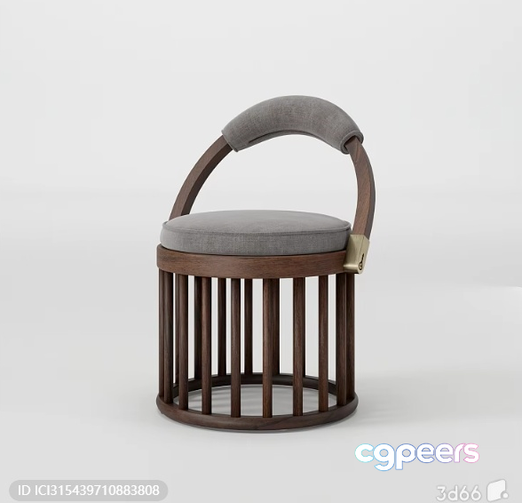 Wooden Stool With A Cushion 3D Model - 6296 - VRAY Render