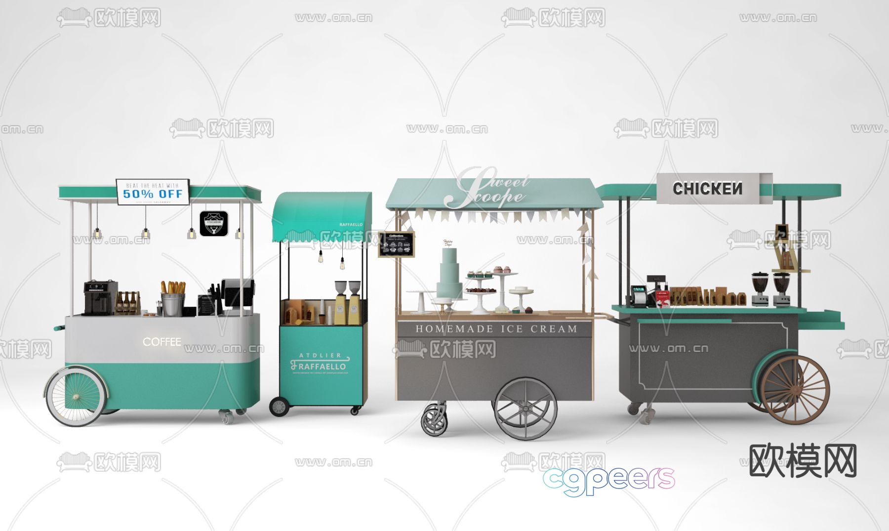 Food Carts 3D Model - 9193 - VRAY Render