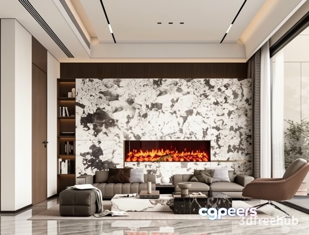 Modern Living Room 3D Model - 20501 - VRAY Render