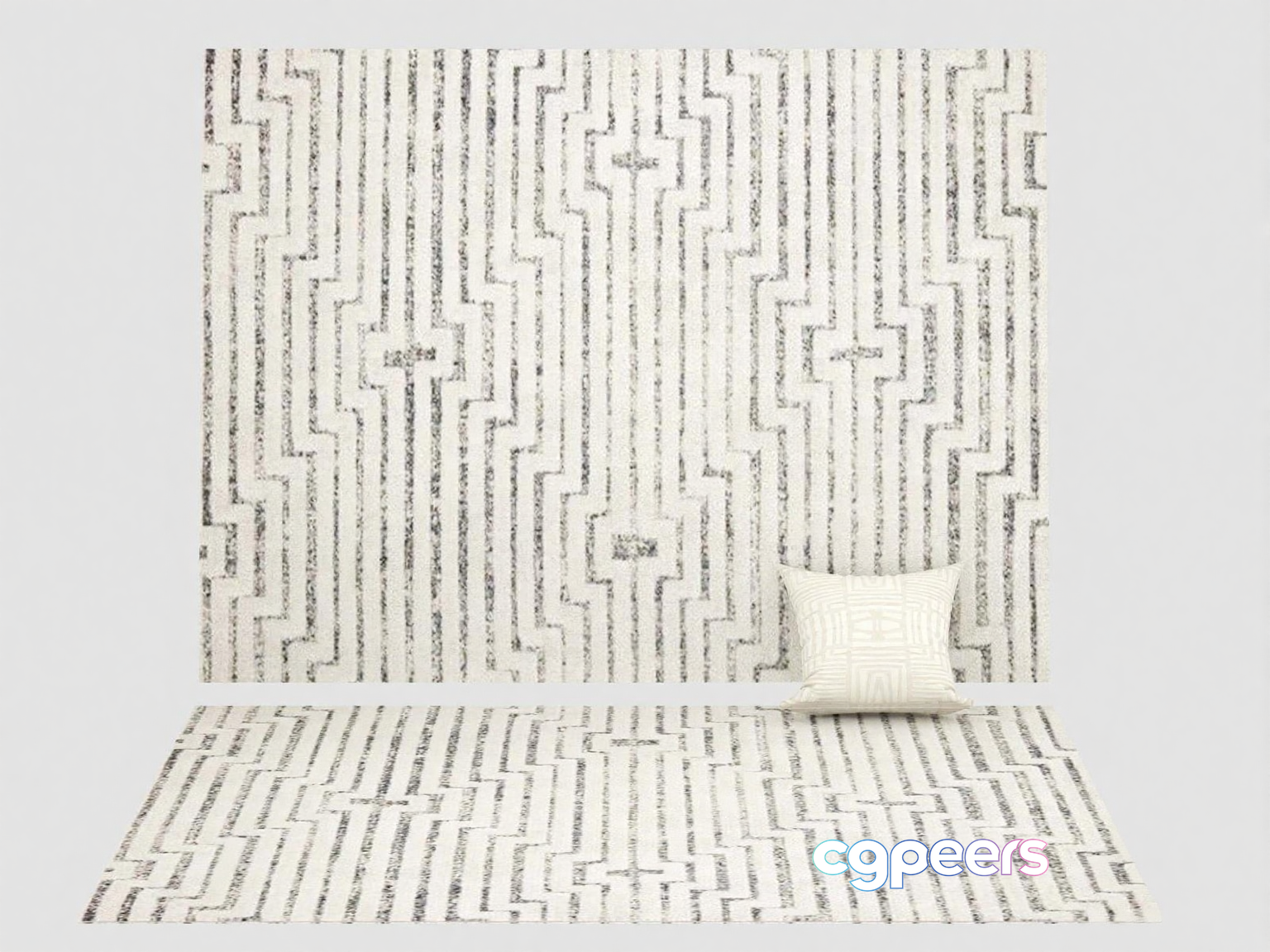 White And Grey Rug 3D Model - 20050 - VRAY Render