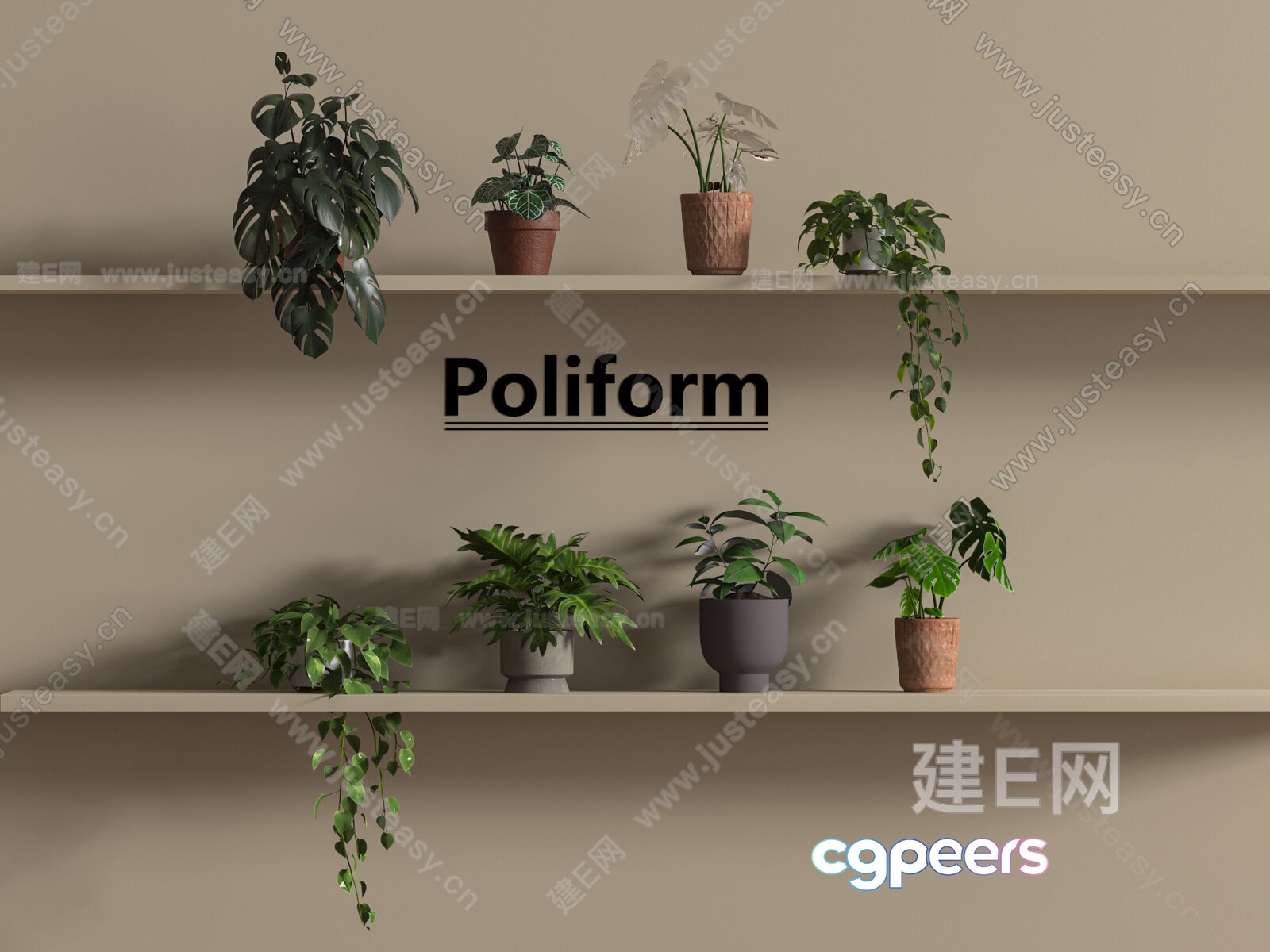 Small Potted Plants 3D Model - 1195 - VRAY Render