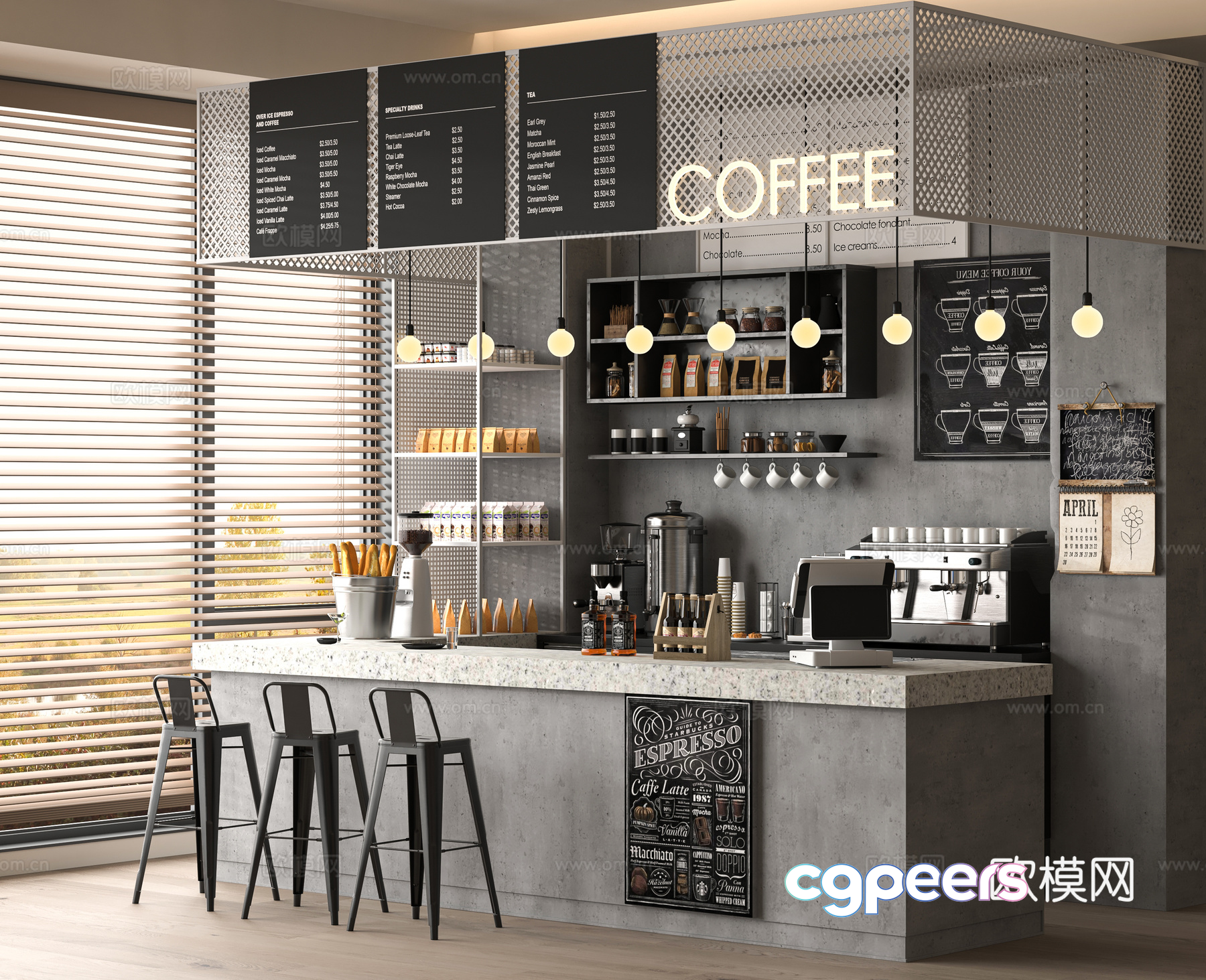 A Coffee Bar 3D Model - 14032 - VRAY Render