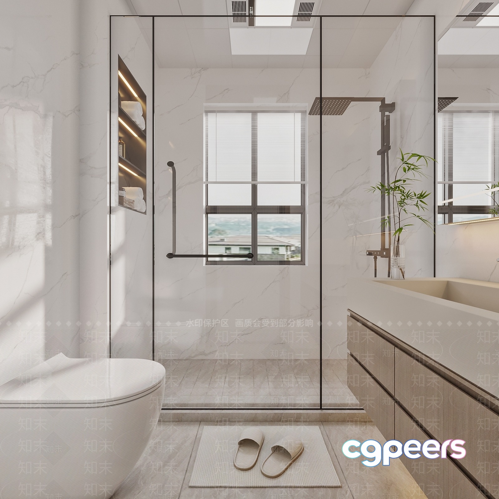 Modern Minimalist Bathroom 3D Model - 903 - VRAY Render Modern Minimalist Bathroom 3D Model - 903 - VRAY Render