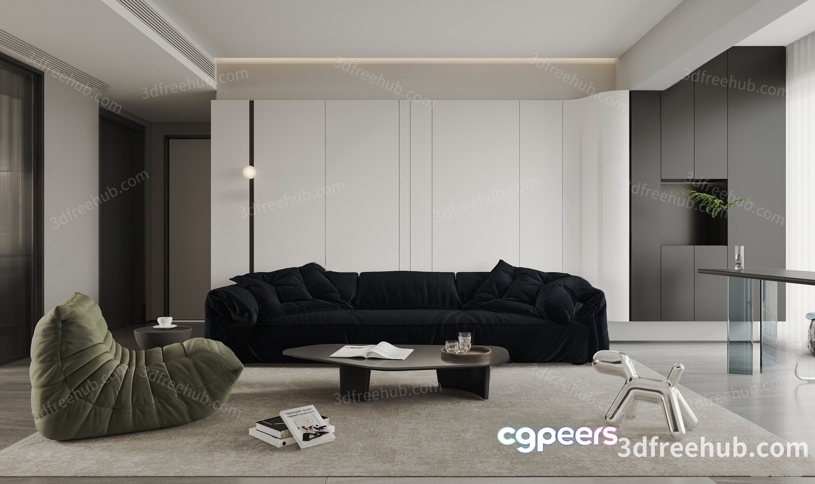 Modern Living Room 3D Model - 19886 - VRAY Render