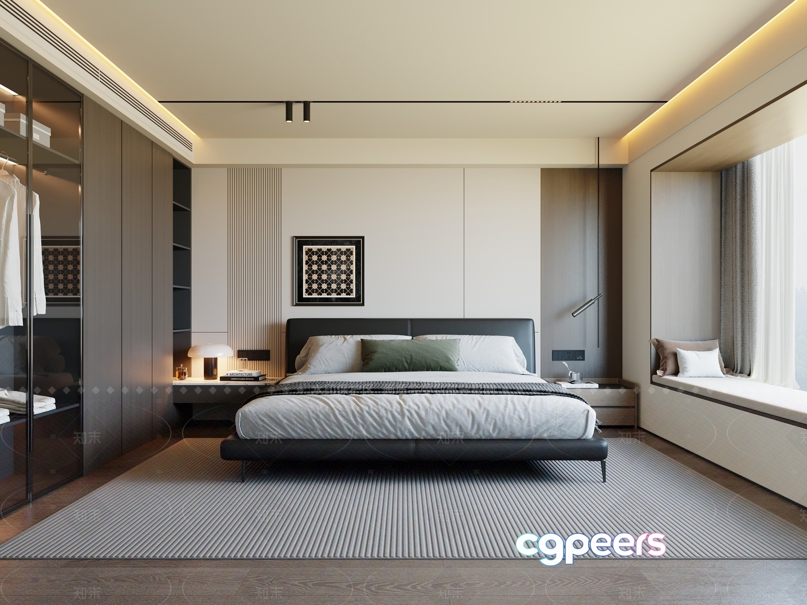 Modern Minimalist Bedroom 3D Model - 206 - VRAY Render Modern Minimalist Bedroom 3D Model - 206 - VRAY Render