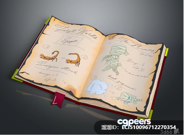 A Book With Drawings And Writing 3D Model - 7398 - VRAY Render