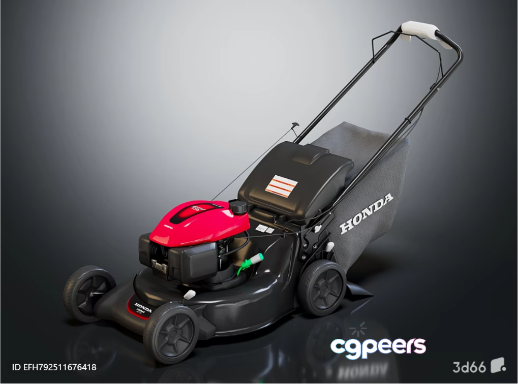 A Red And Black Lawn Mower 3D Model - 18582 - VRAY Render