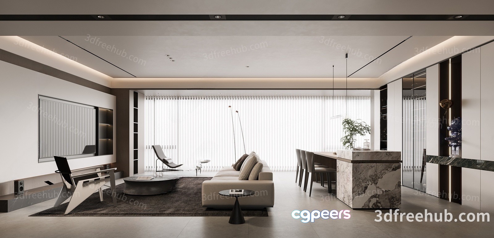 Modern Living Room 3D Model - 22164 - VRAY Render