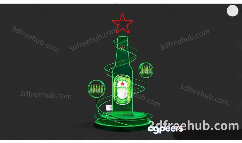 A Bottle Of Heineken Beer With A Red Star On Top 3D Model - 22941 - VRAY Render