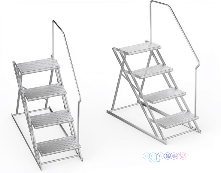 A Metal Folding Step Ladder 3D Model - 20918 - VRAY Render