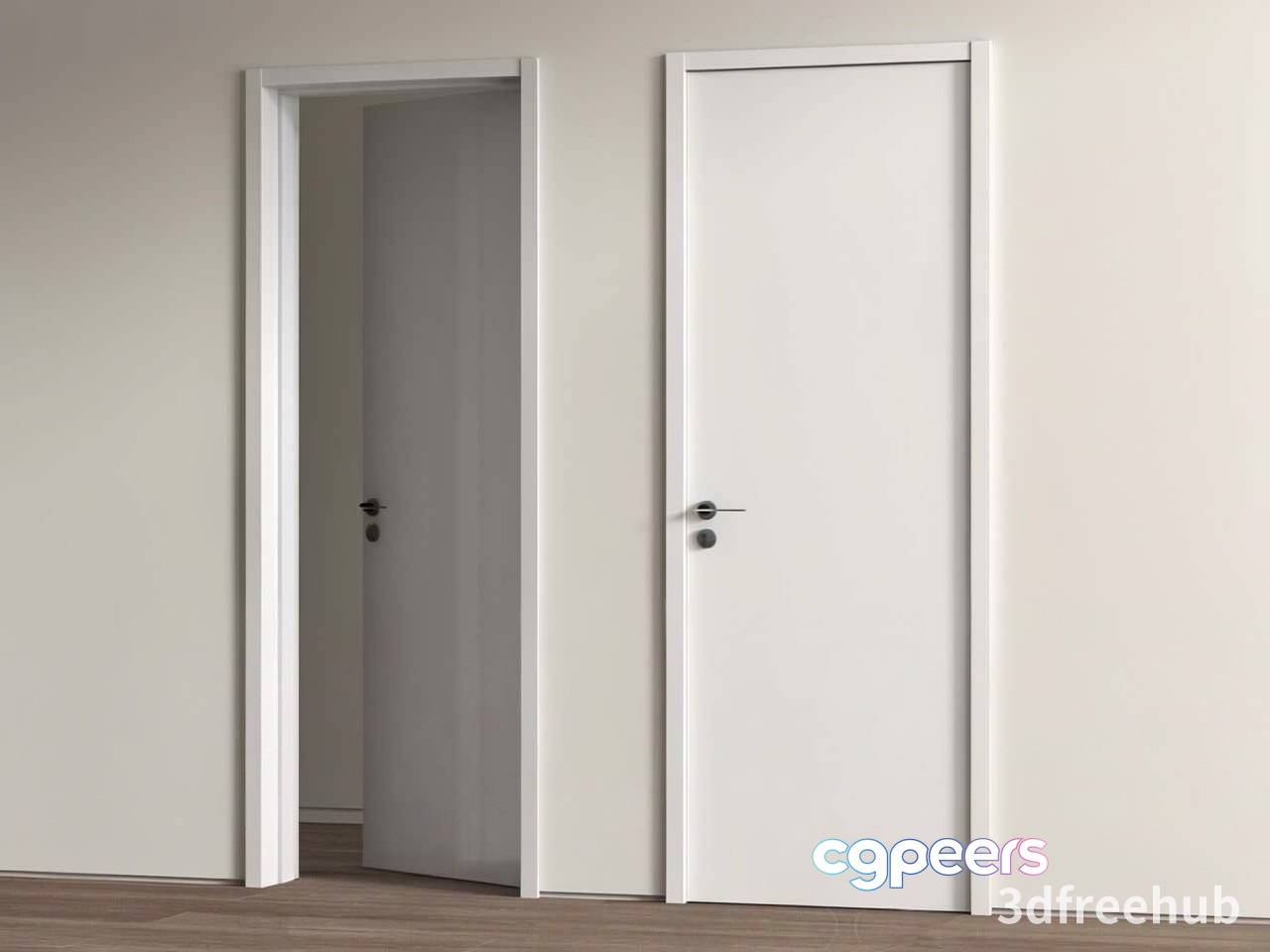 Two White Doors 3D Model - 21847 - VRAY Render Two White Doors 3D Model - 21847 - VRAY Render