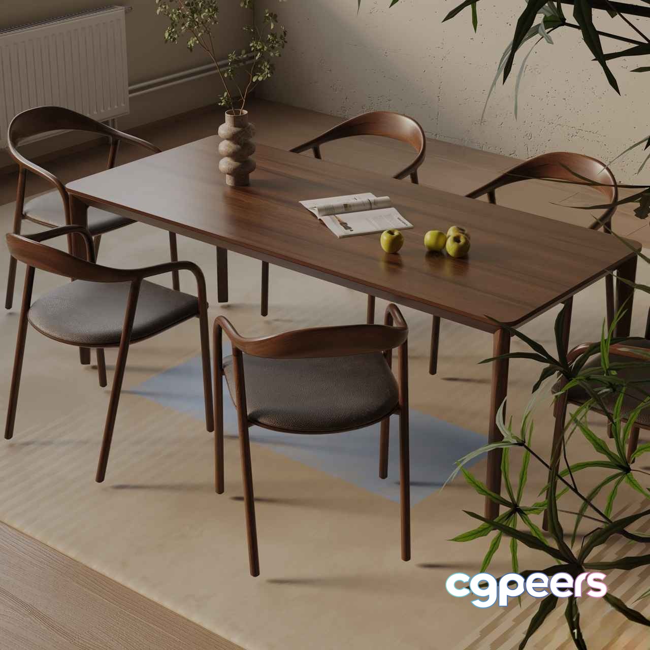 Modern Dining Table 3D Model - 1054 - VRAY Render