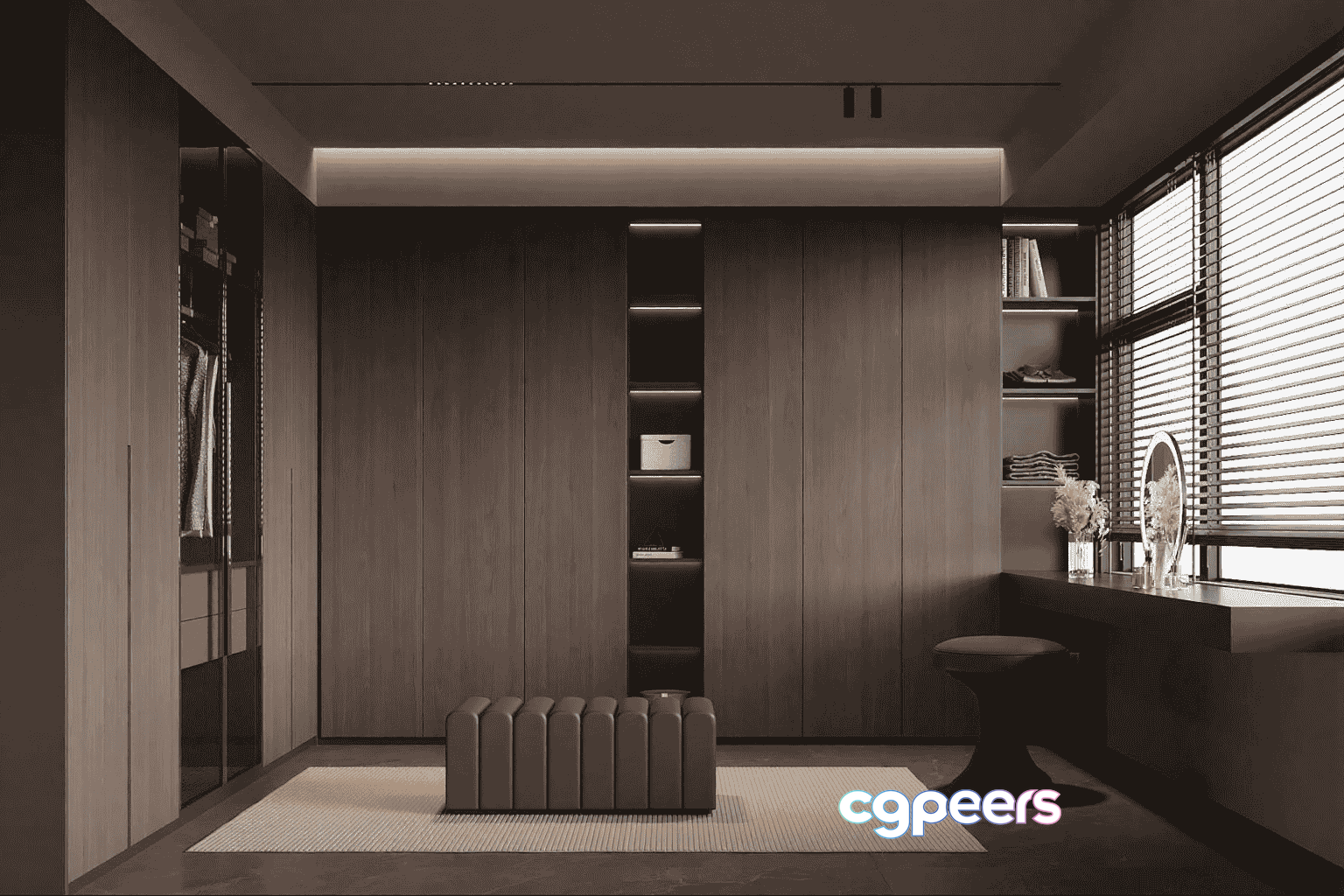 Modern Dark Wood Closet 3D Model - 14132 - VRAY Render