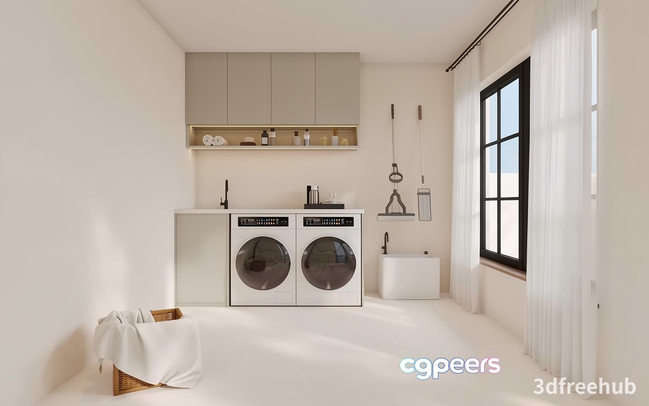Modern Laundry Room 3D Model - 22570 - VRAY Render
