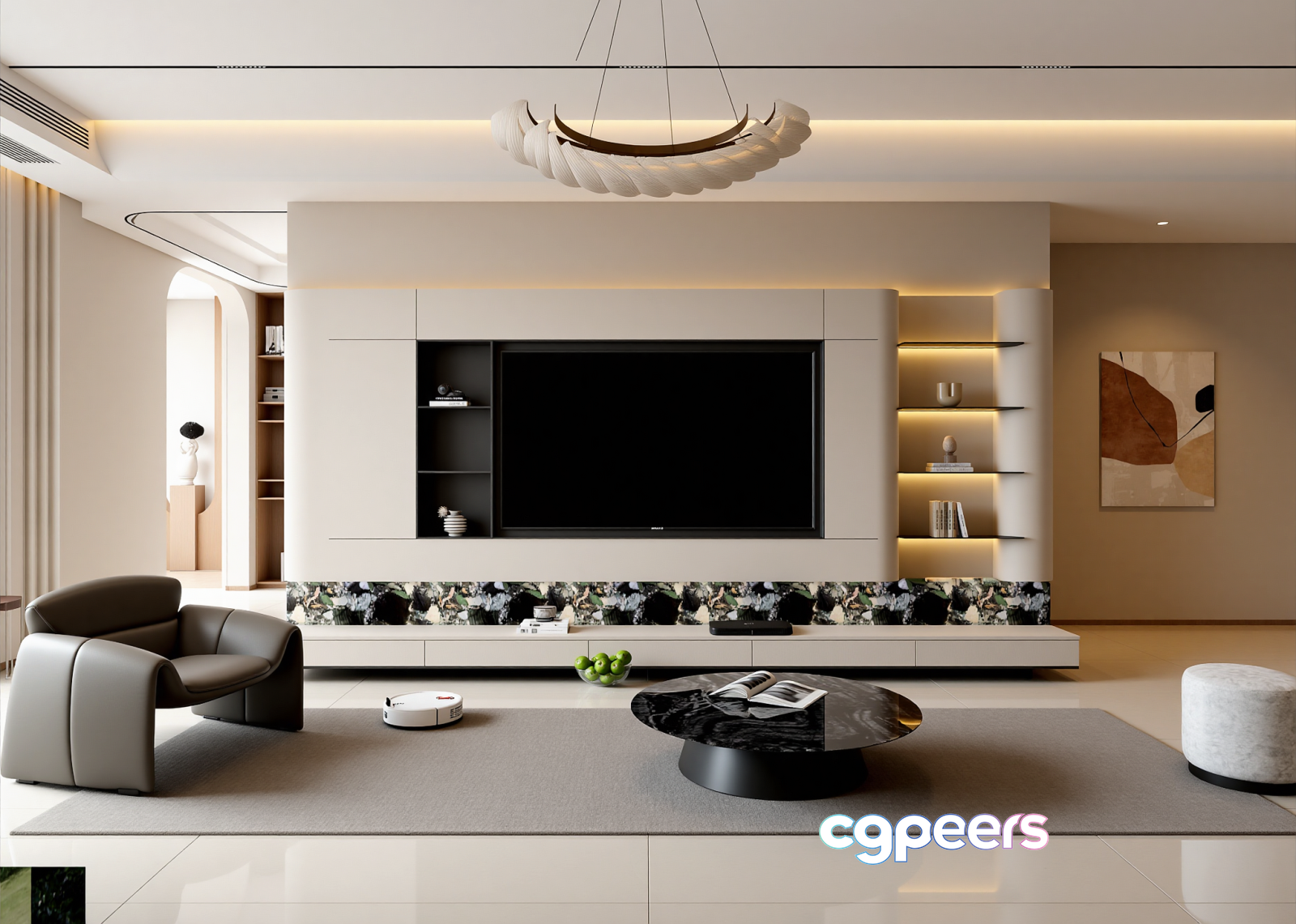 Modern Living Room 3D Model - 12912 - VRAY Render