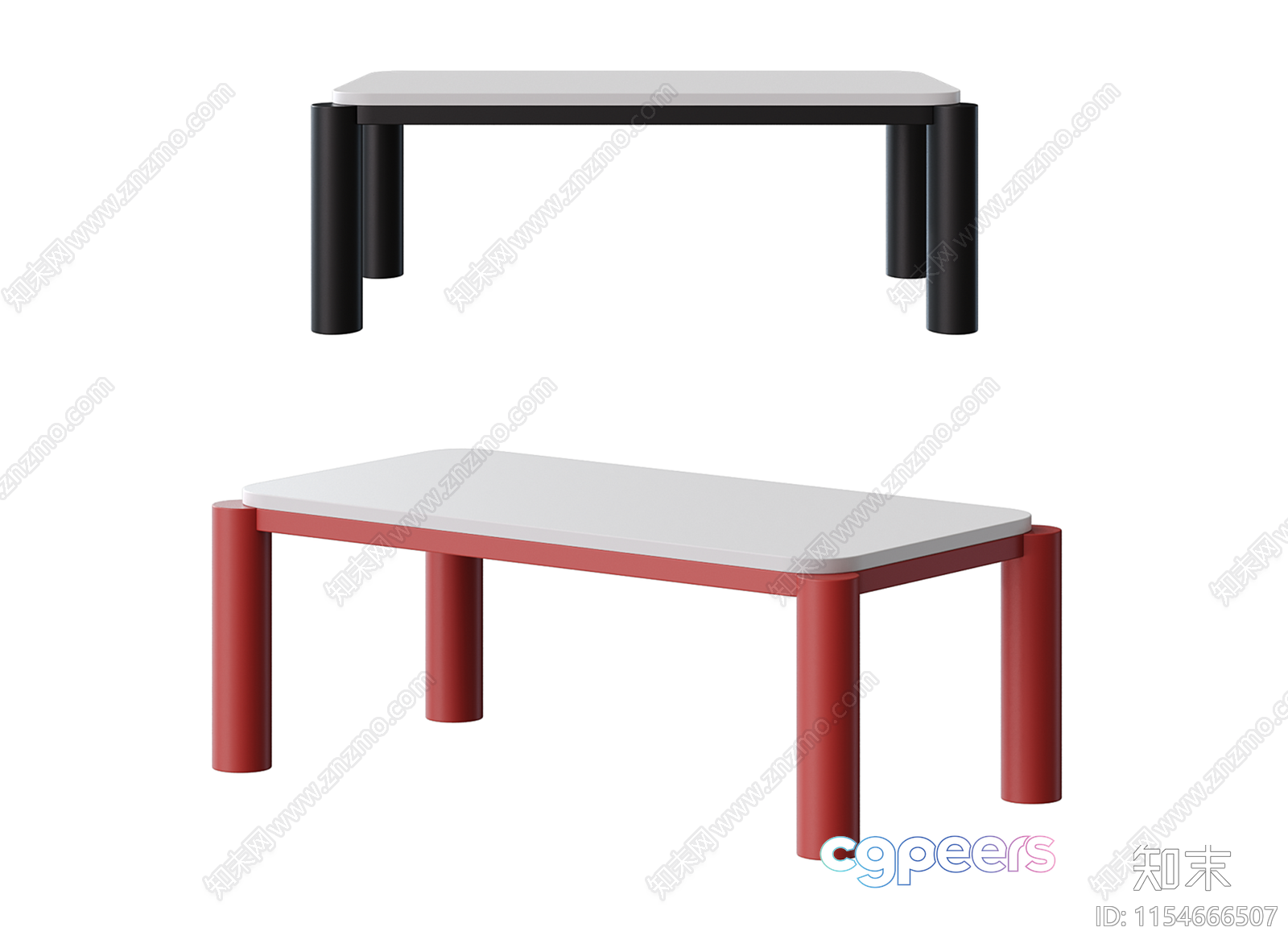 Two Tables With Different Colors 3D Model - 14418 - VRAY Render