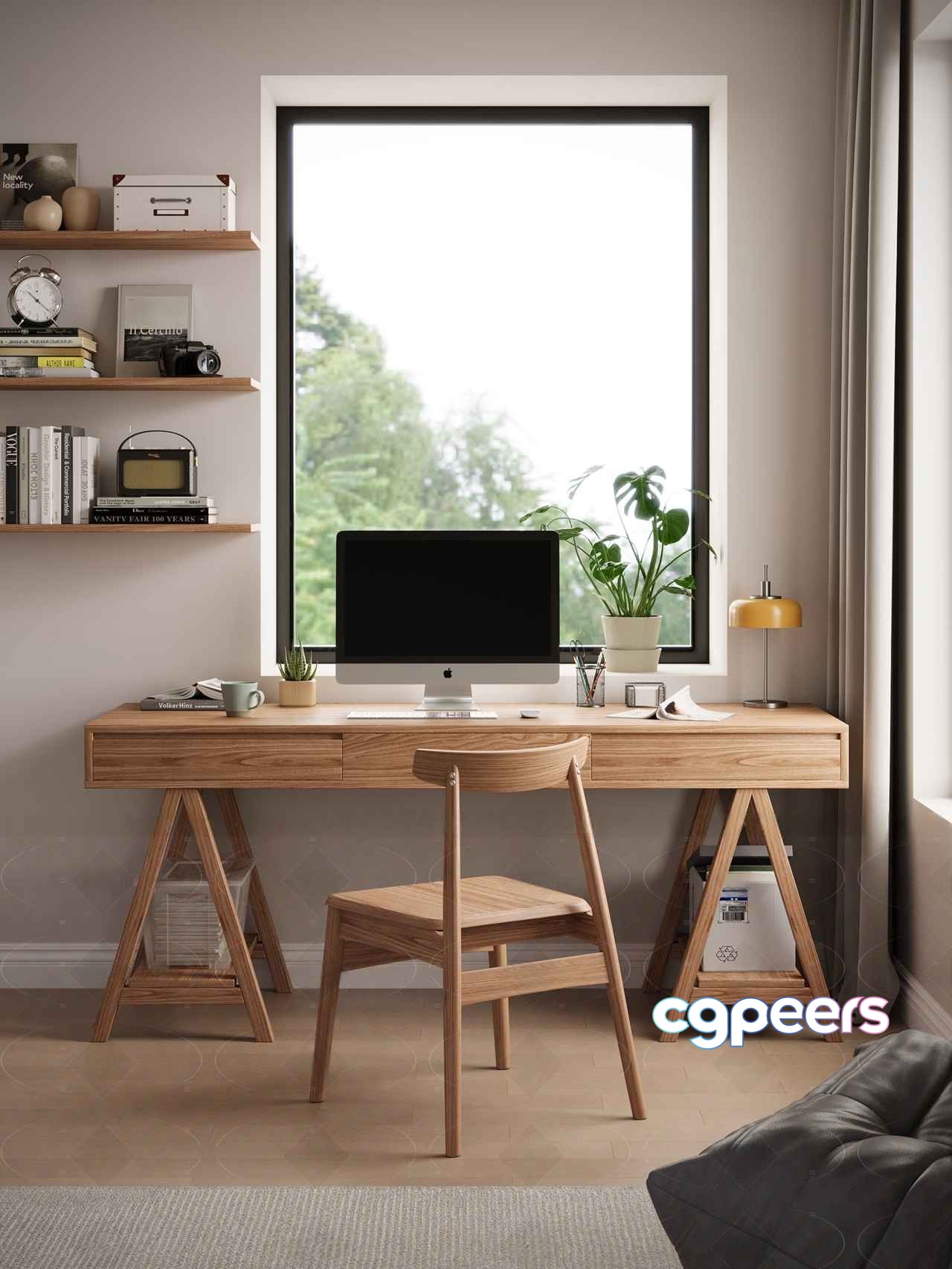 Modern Wooden Desk 3D Model - 10413 - VRAY Render