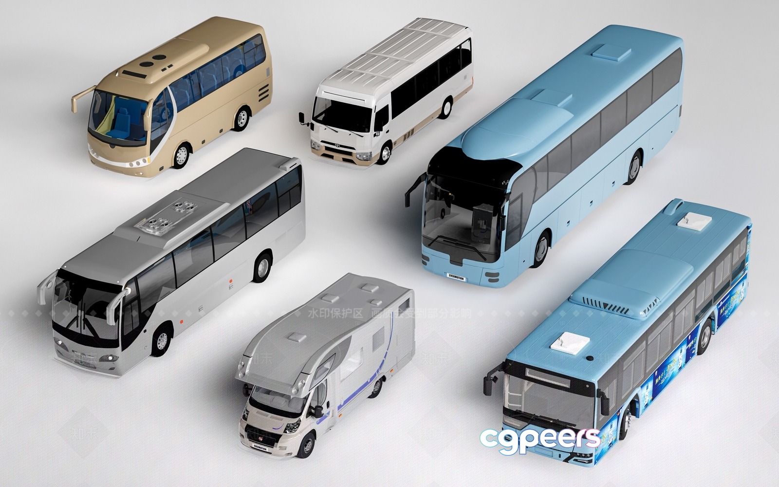 Several Buses 3D Model - 3872 - VRAY Render Several Buses 3D Model - 3872 - VRAY Render