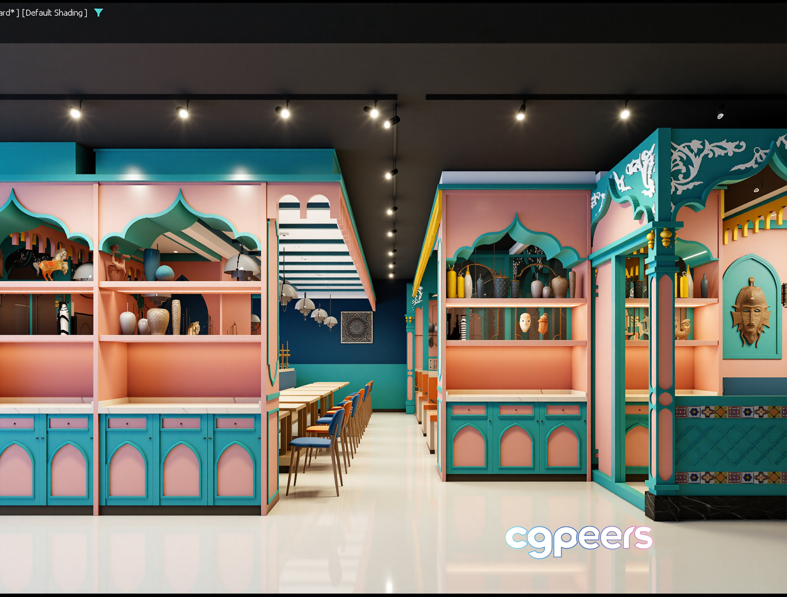 Colorful Moroccan-Style Restaurant 3D Model - 7593 - VRAY Render
