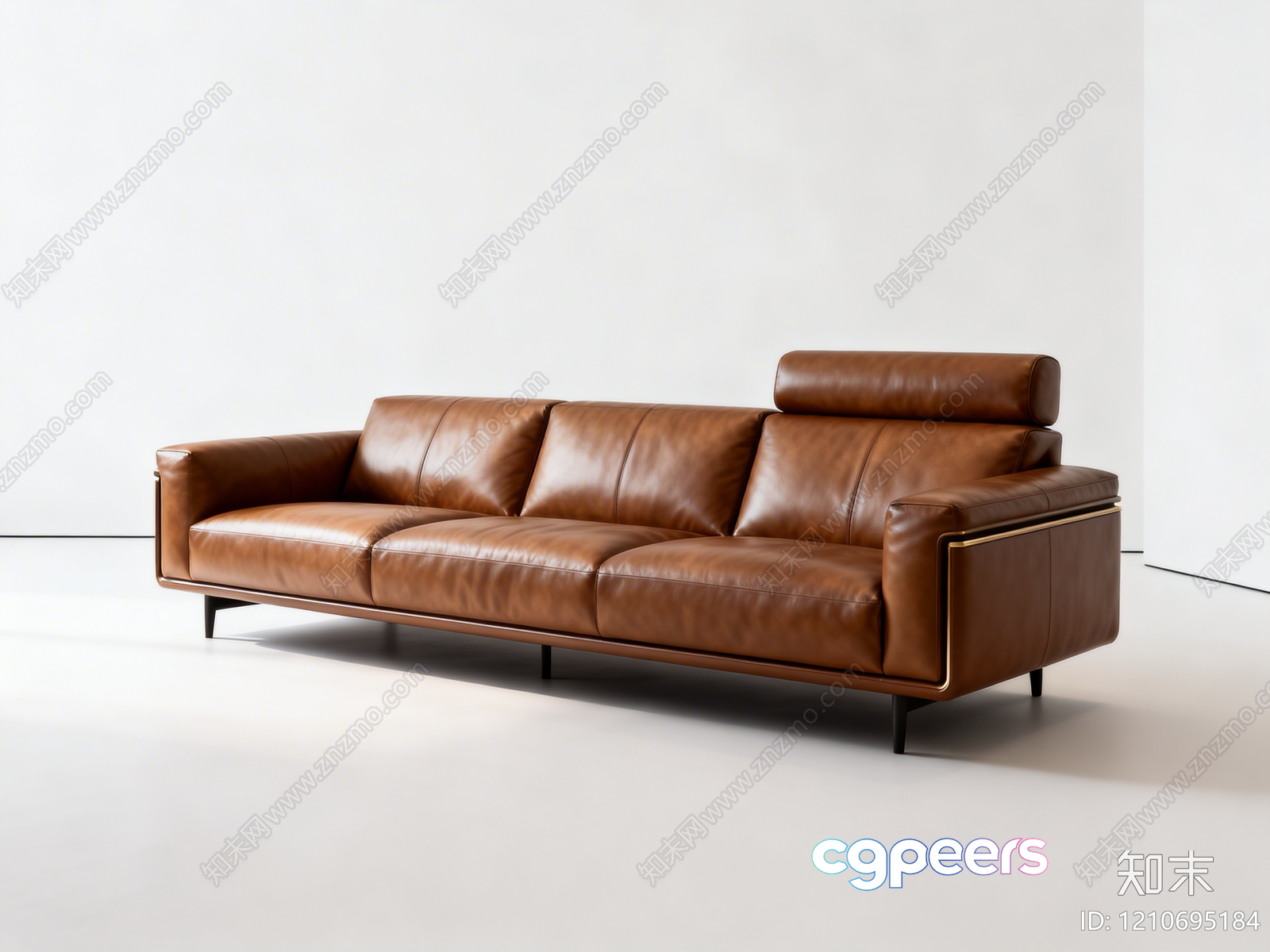 Brown Leather Sofa 3D Model - 3275 - VRAY Render Brown Leather Sofa 3D Model - 3275 - VRAY Render