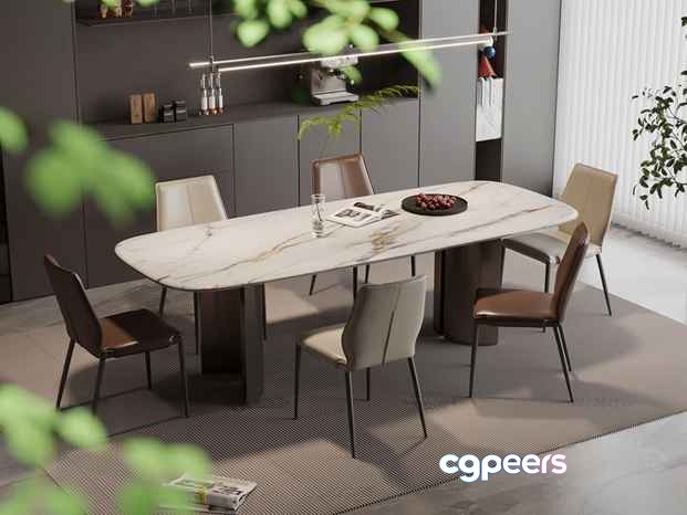 Modern Dining Room 3D Model - 23416 - VRAY Render