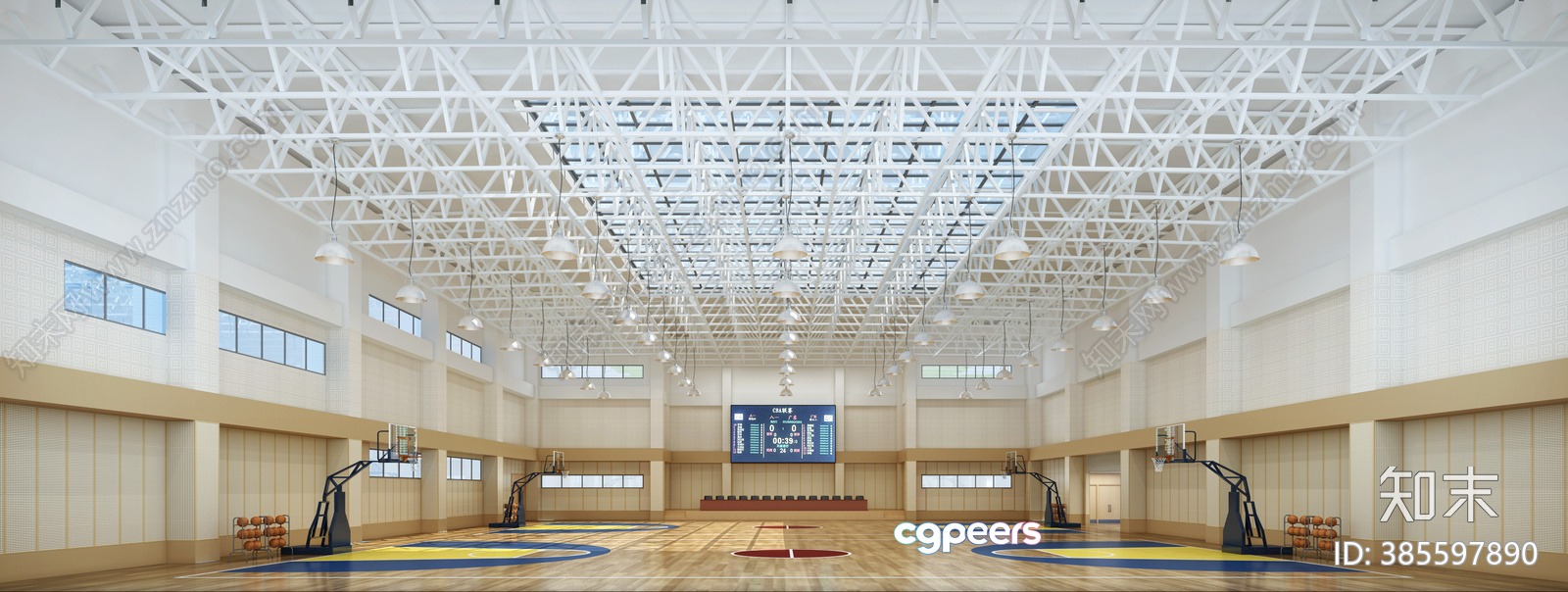 A Large Indoor Basketball Court 3D Model - 1375 - VRAY Render A Large Indoor Basketball Court 3D Model - 1375 - VRAY Render