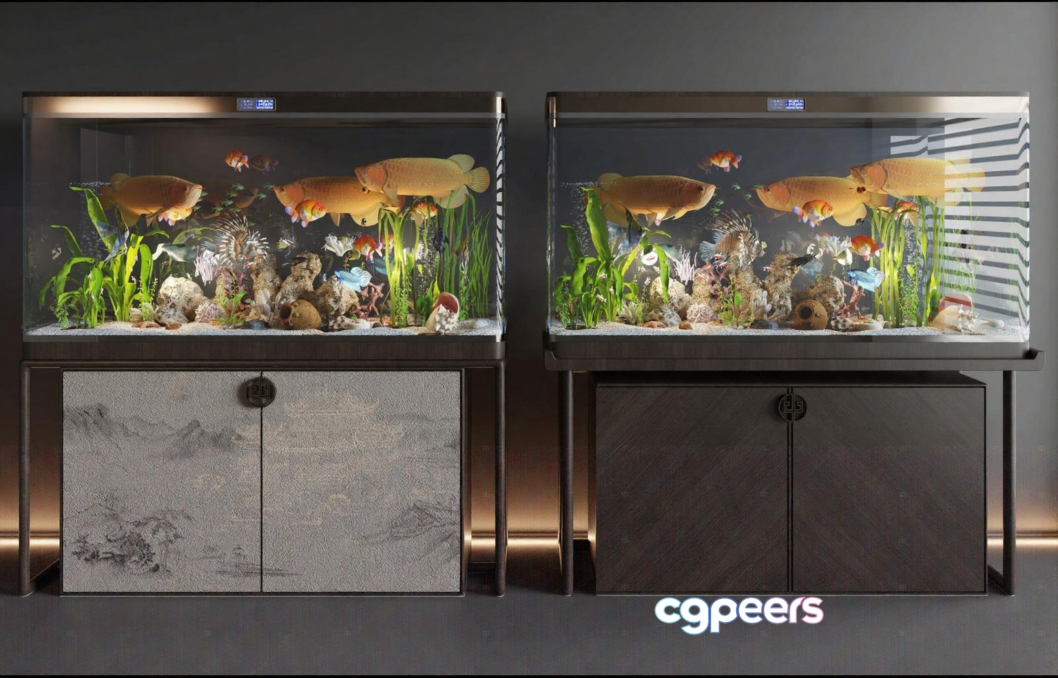 A Pair Of Aquariums 3D Model - 16884 - VRAY Render A Pair Of Aquariums 3D Model - 16884 - VRAY Render