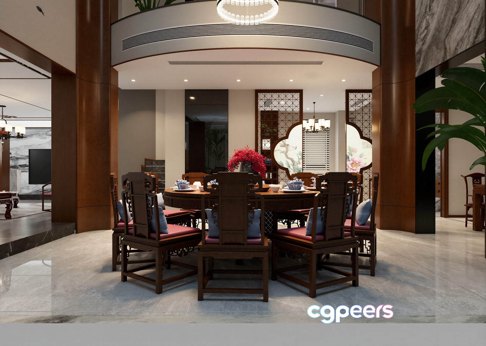 A Large Dining Table 3D Model - 23564 - VRAY Render