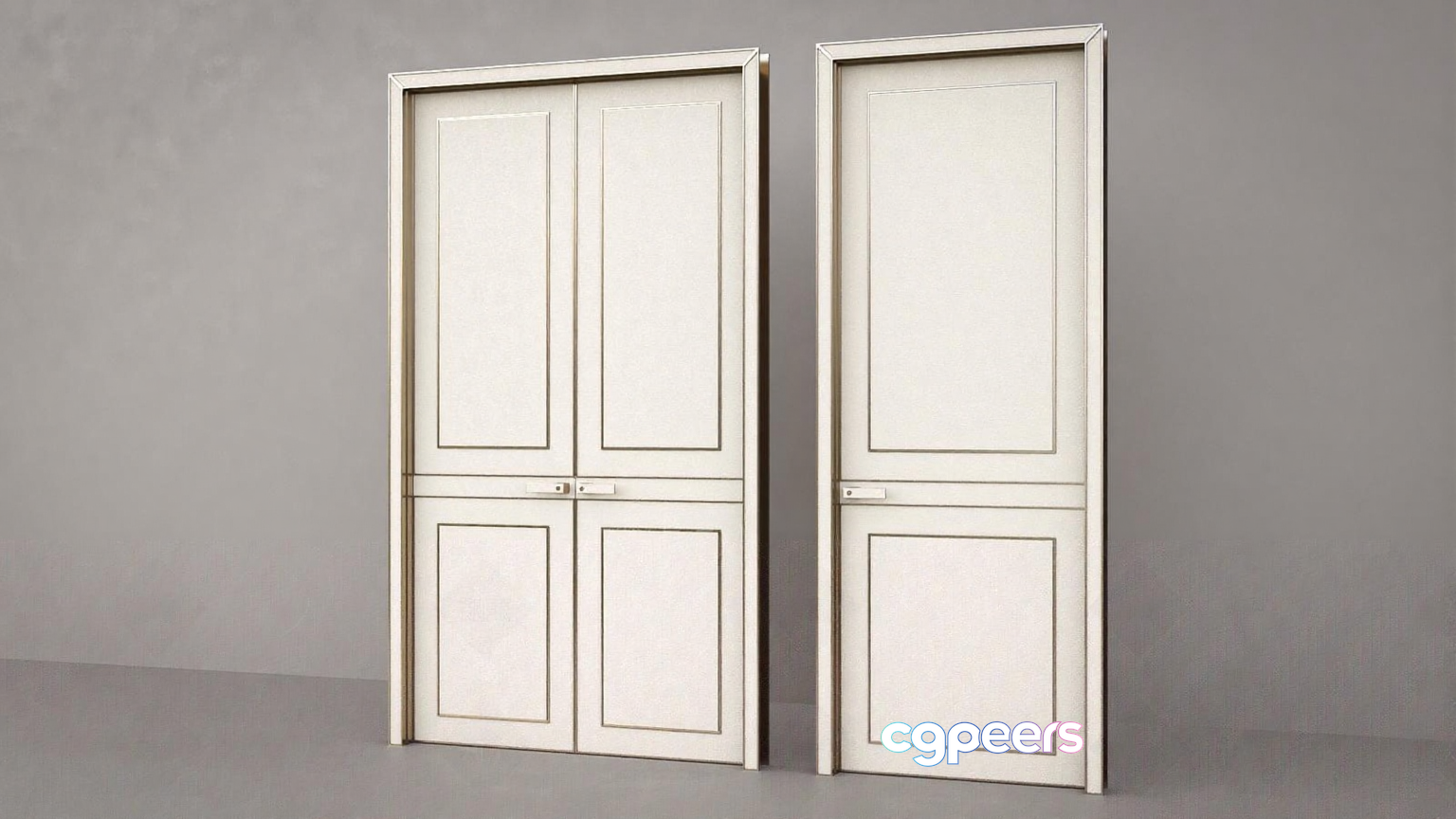 Two White Doors 3D Model - 1328 - VRAY Render