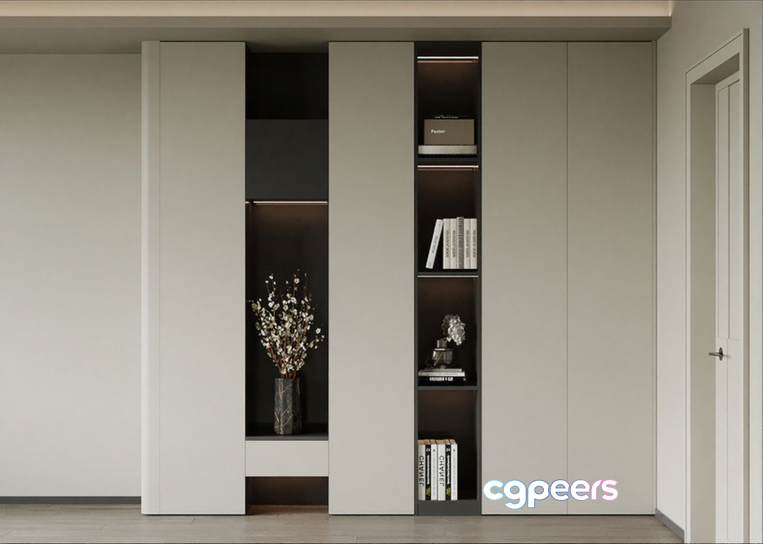 Modern Bookshelf 3D Model - 14152 - VRAY Render Modern Bookshelf 3D Model - 14152 - VRAY Render