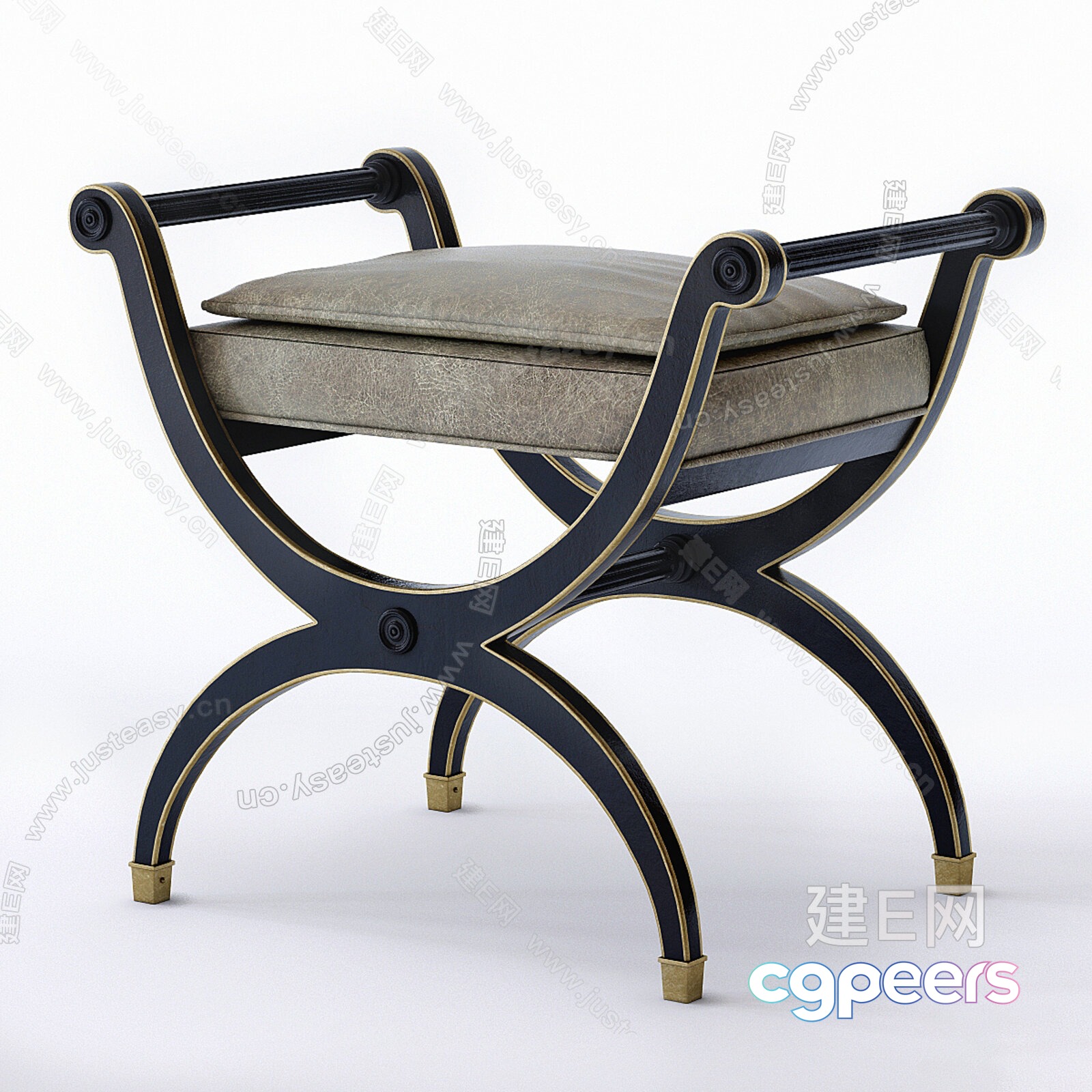 A Black And Gold Chair 3D Model - 17904 - VRAY Render