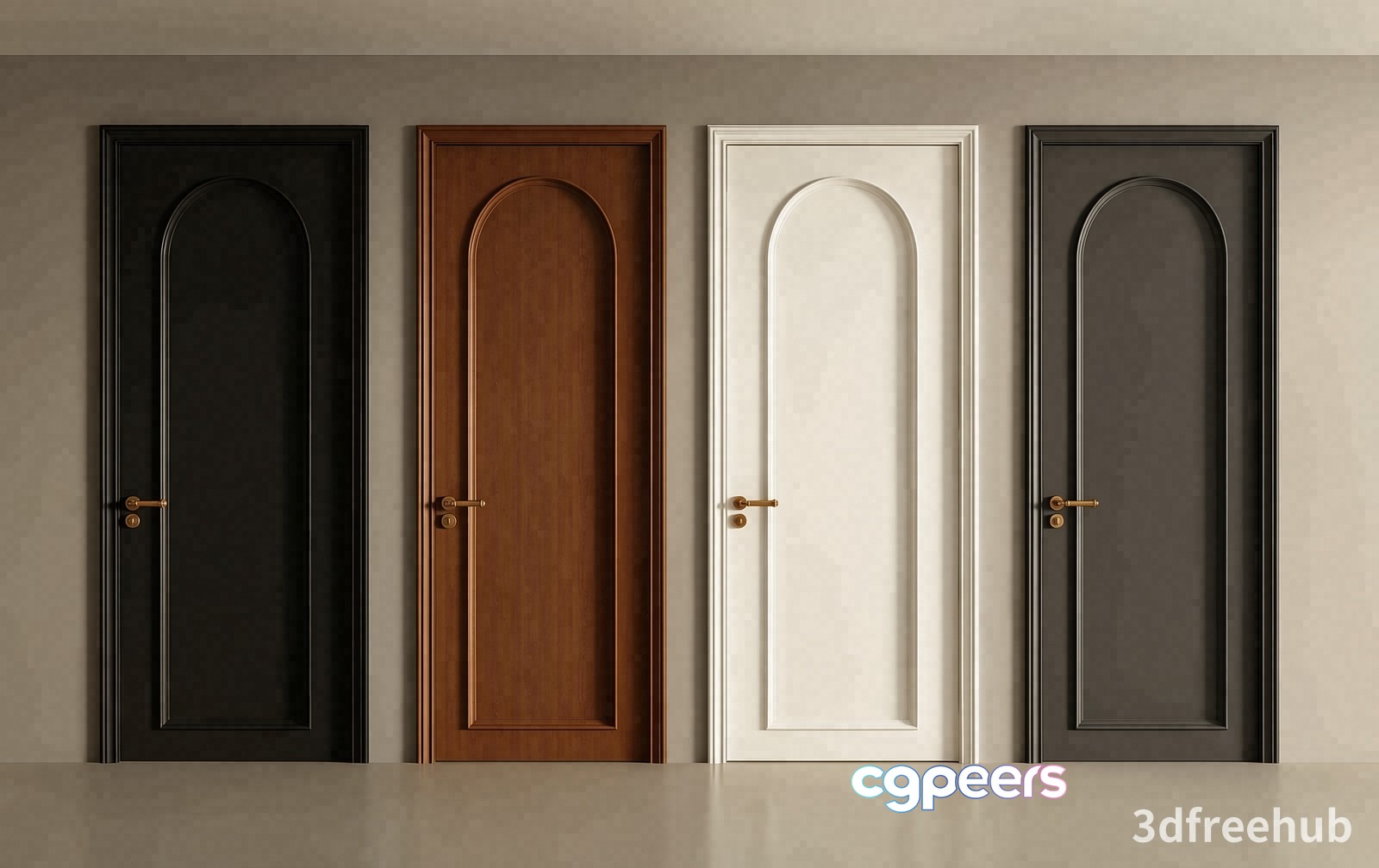Four Doors With Different Styles And Colors 3D Model - 22865 - VRAY Render