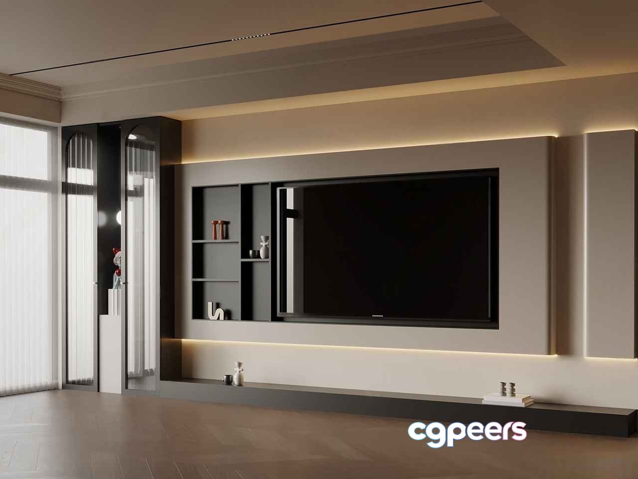 Modern Entertainment Center 3D Model - 16918 - VRAY Render