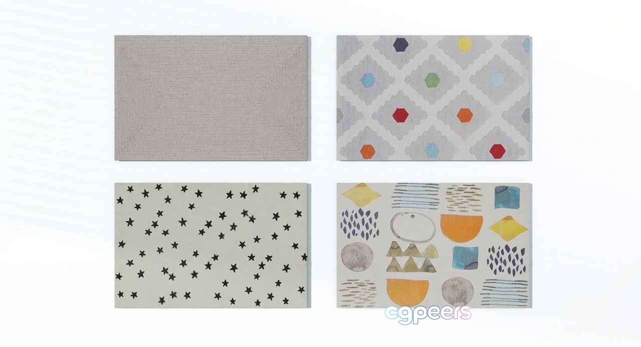 Four Rugs 3D Model - 6100 - VRAY Render Four Rugs 3D Model - 6100 - VRAY Render