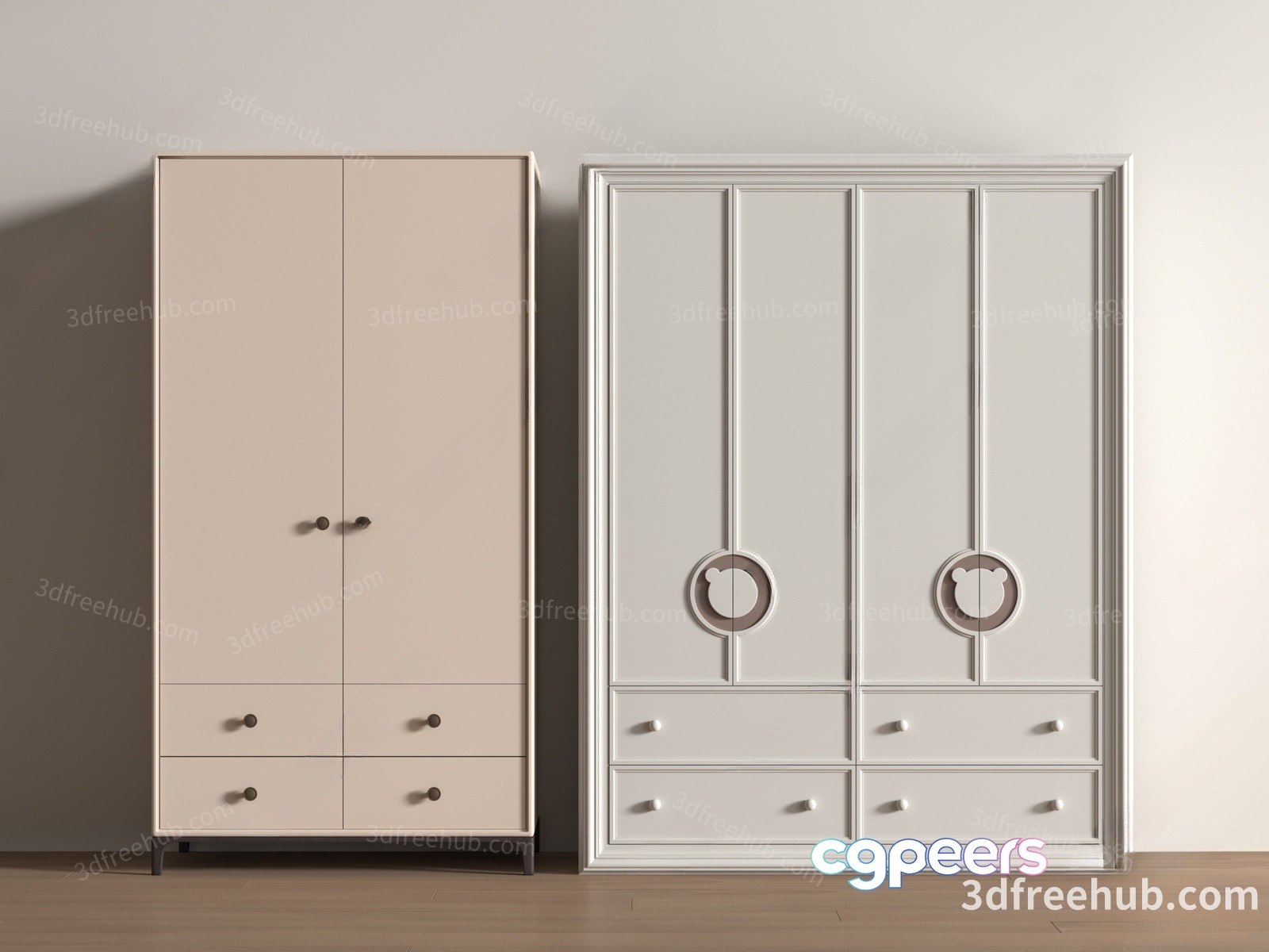 Modern White Wardrobes 3D Model - 22563 - VRAY Render Modern White Wardrobes 3D Model - 22563 - VRAY Render