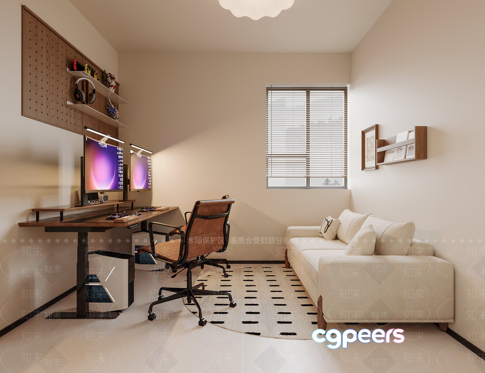 Modern Home Office 3D Model - 16429 - VRAY Render