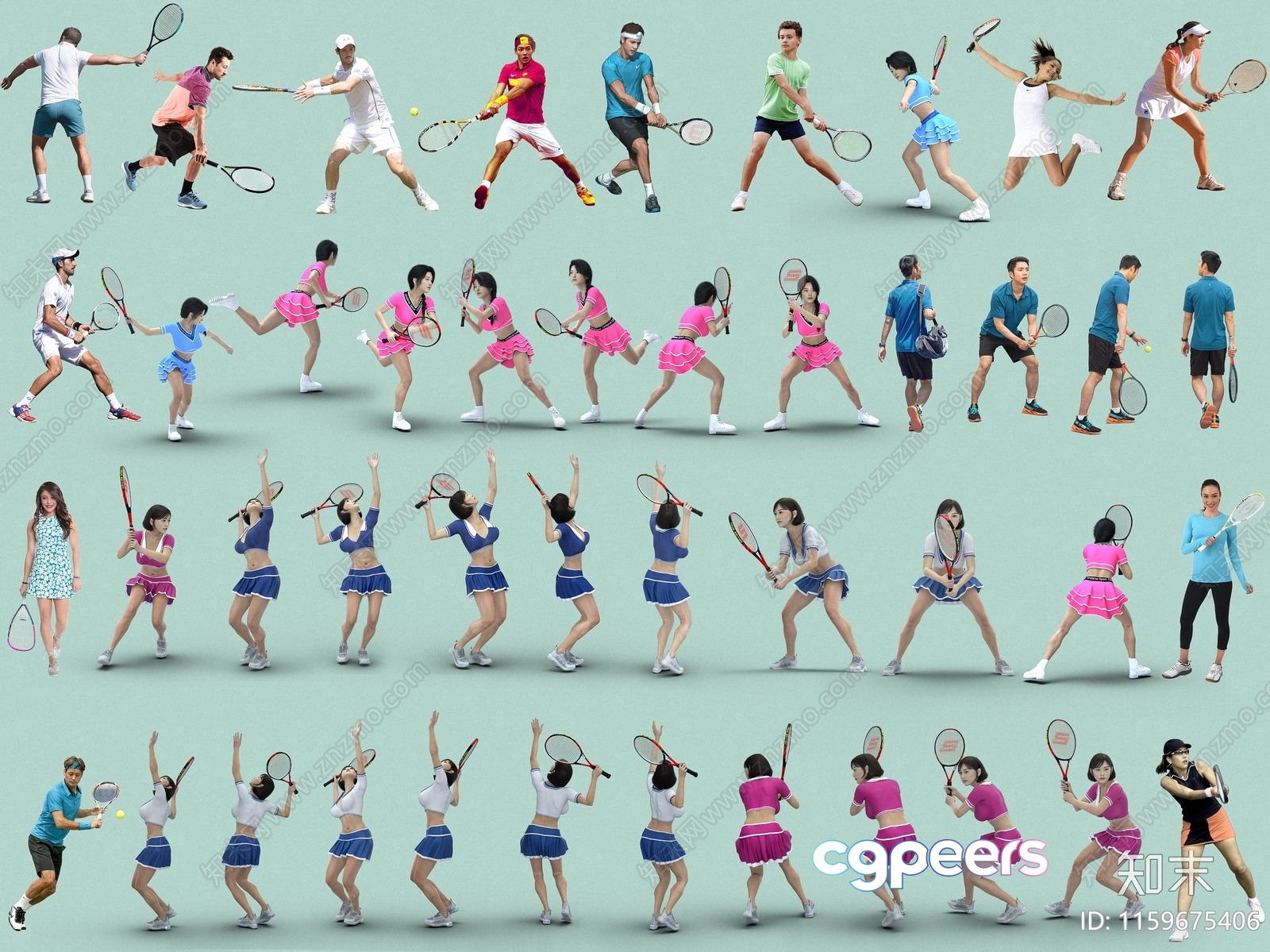 A Group Of Tennis Players 3D Model - 13913 - VRAY Render A Group Of Tennis Players 3D Model - 13913 - VRAY Render