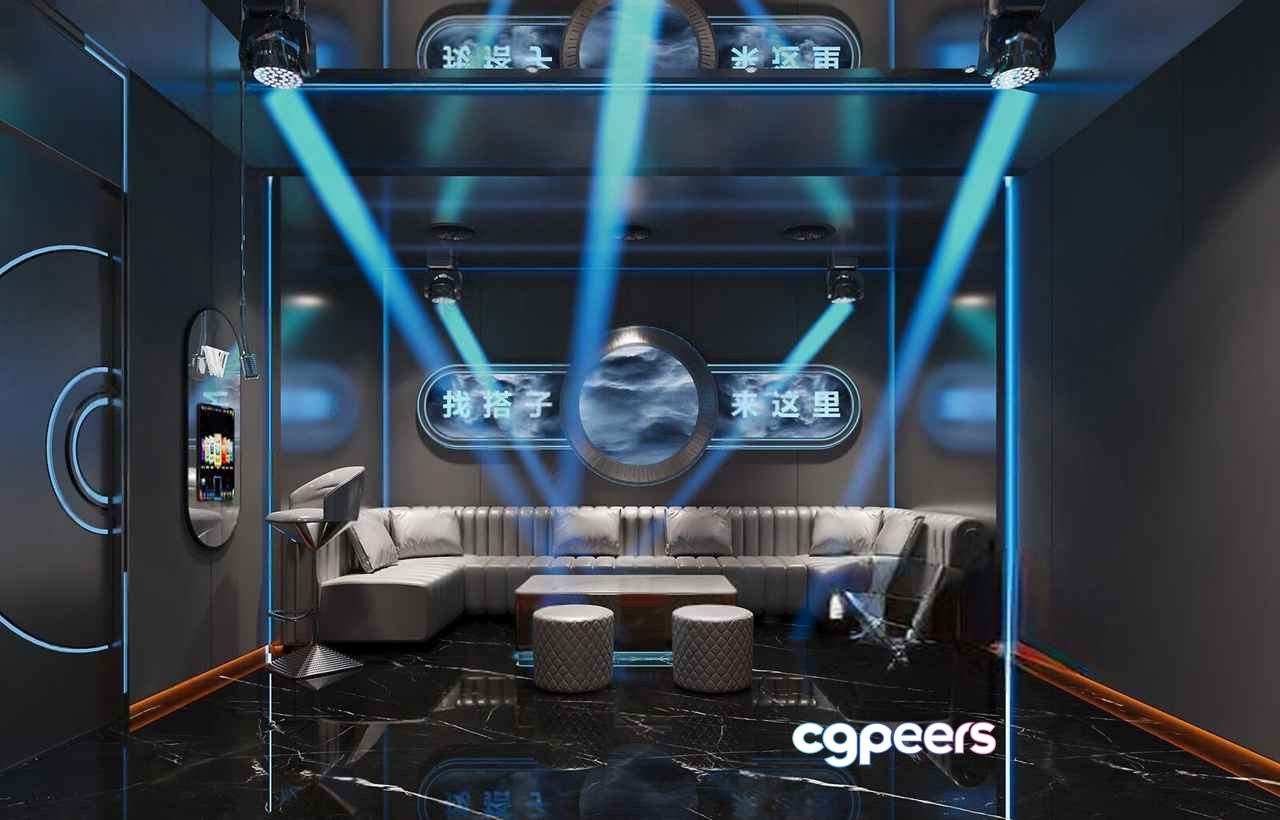Modern Lounge Area 3D Model - 265 - CORONA Render