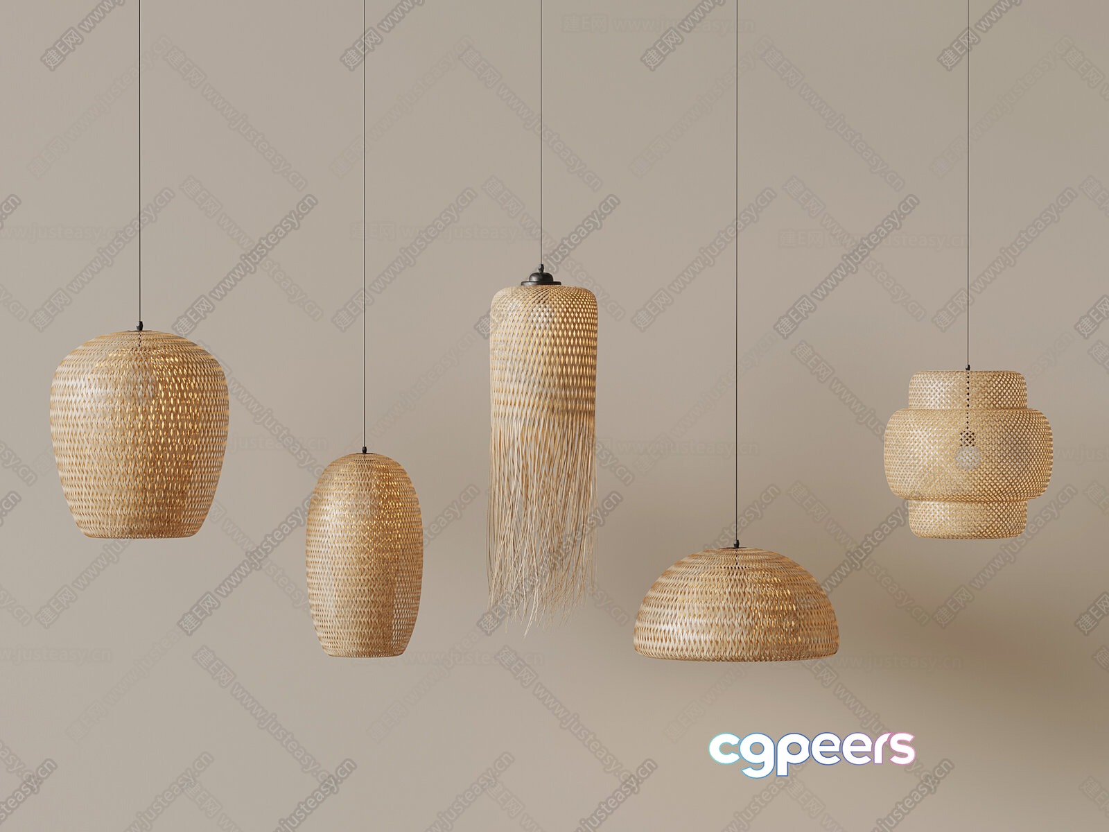 Rattan Light Fixtures 3D Model - 21181 - VRAY Render