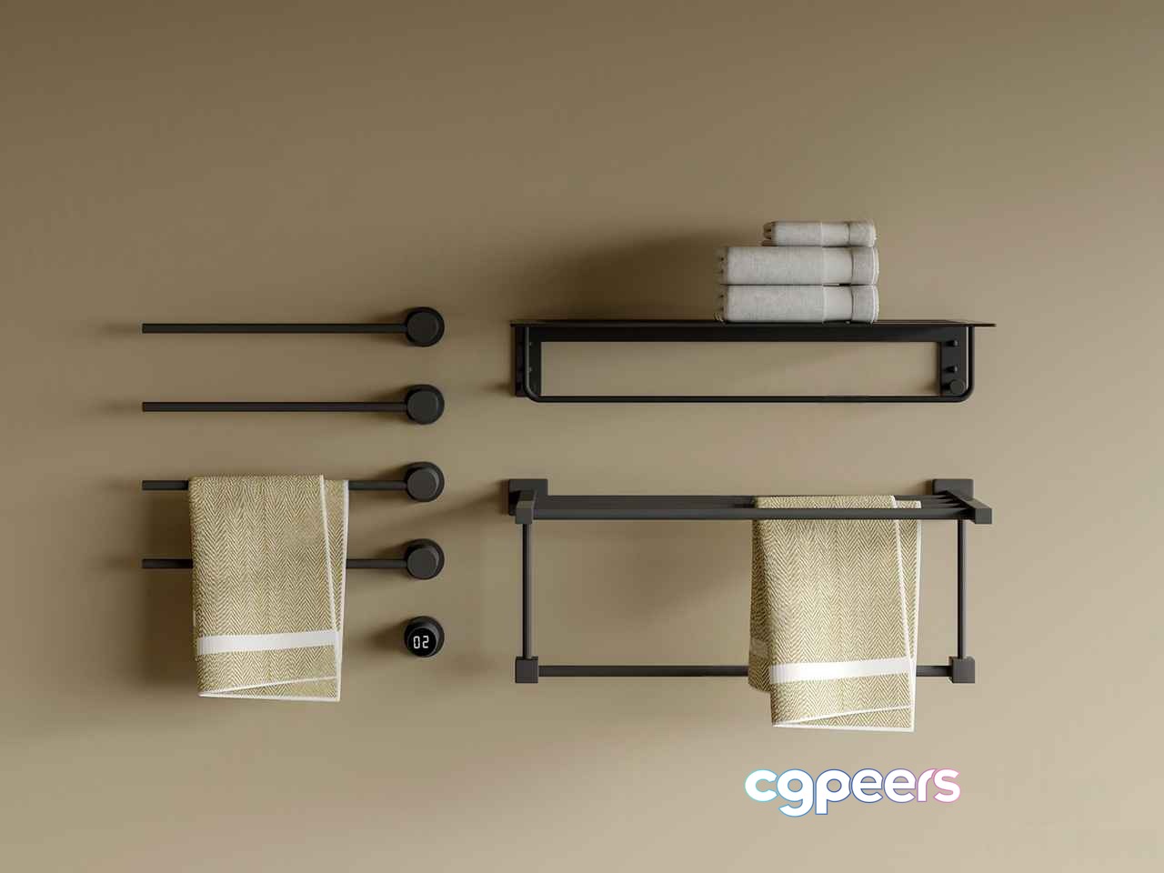 A Towel Rack With Two Towels Hanging From It 3D Model - 10462 - CORONA Render A Towel Rack With Two Towels Hanging From It 3D Model - 10462 - CORONA Render