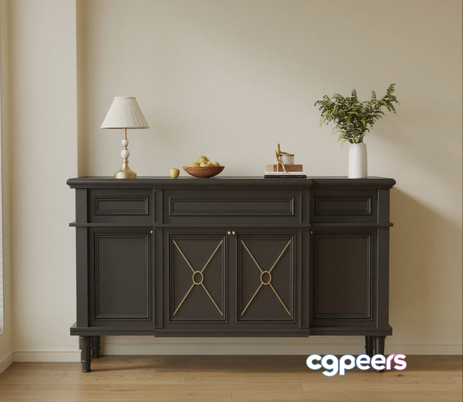 A Dark Gray Sideboard 3D Model - 3591 - VRAY Render