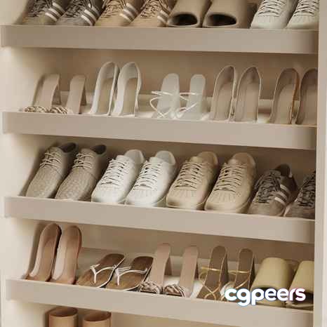 Shelves Of Shoes 3D Model - 2633 - VRAY Render
