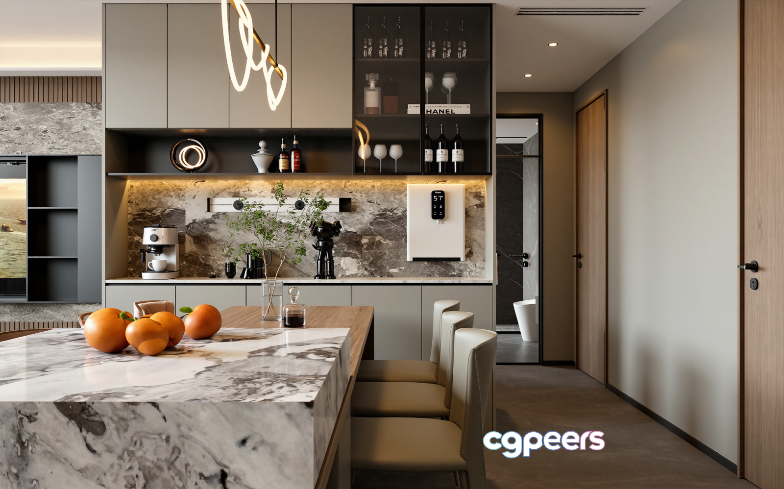 Modern Kitchen Island 3D Model - 6202 - VRAY Render Modern Kitchen Island 3D Model - 6202 - VRAY Render