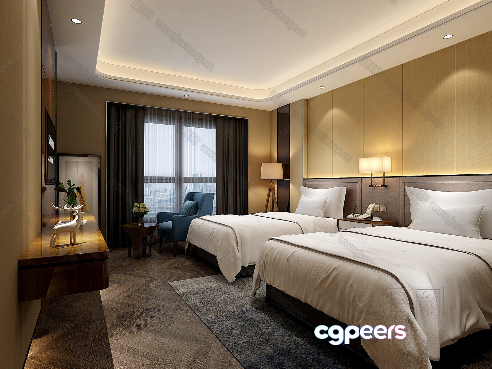 Cozy Hotel Room 3D Model - 19538 - VRAY Render