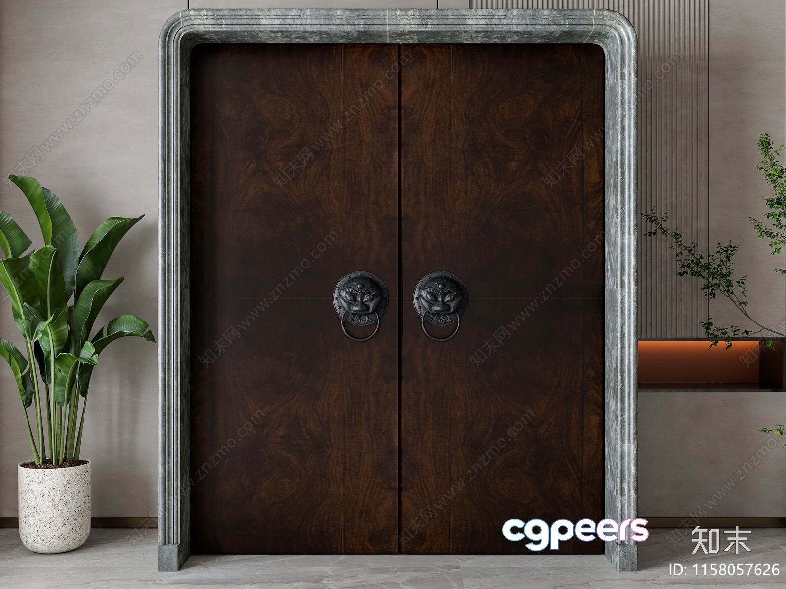 The Main Subject Is A Pair Of Dark Wood Doors With Metal Handles 3D Model - 23695 - VRAY Render The Main Subject Is A Pair Of Dark Wood Doors With Metal Handles 3D Model - 23695 - VRAY Render
