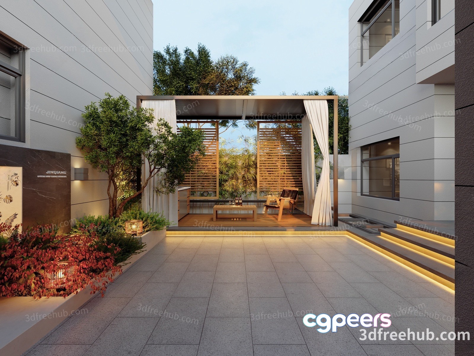 Modern Outdoor Seating Area 3D Model - 21781 - VRAY Render