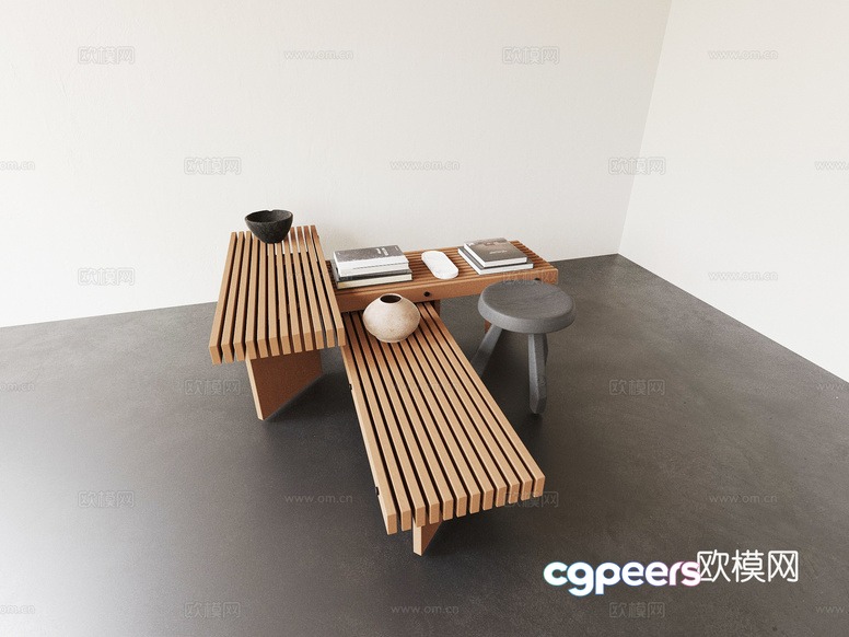 Modern Minimalist Bench 3D Model - 7954 - CORONA Render Modern Minimalist Bench 3D Model - 7954 - CORONA Render